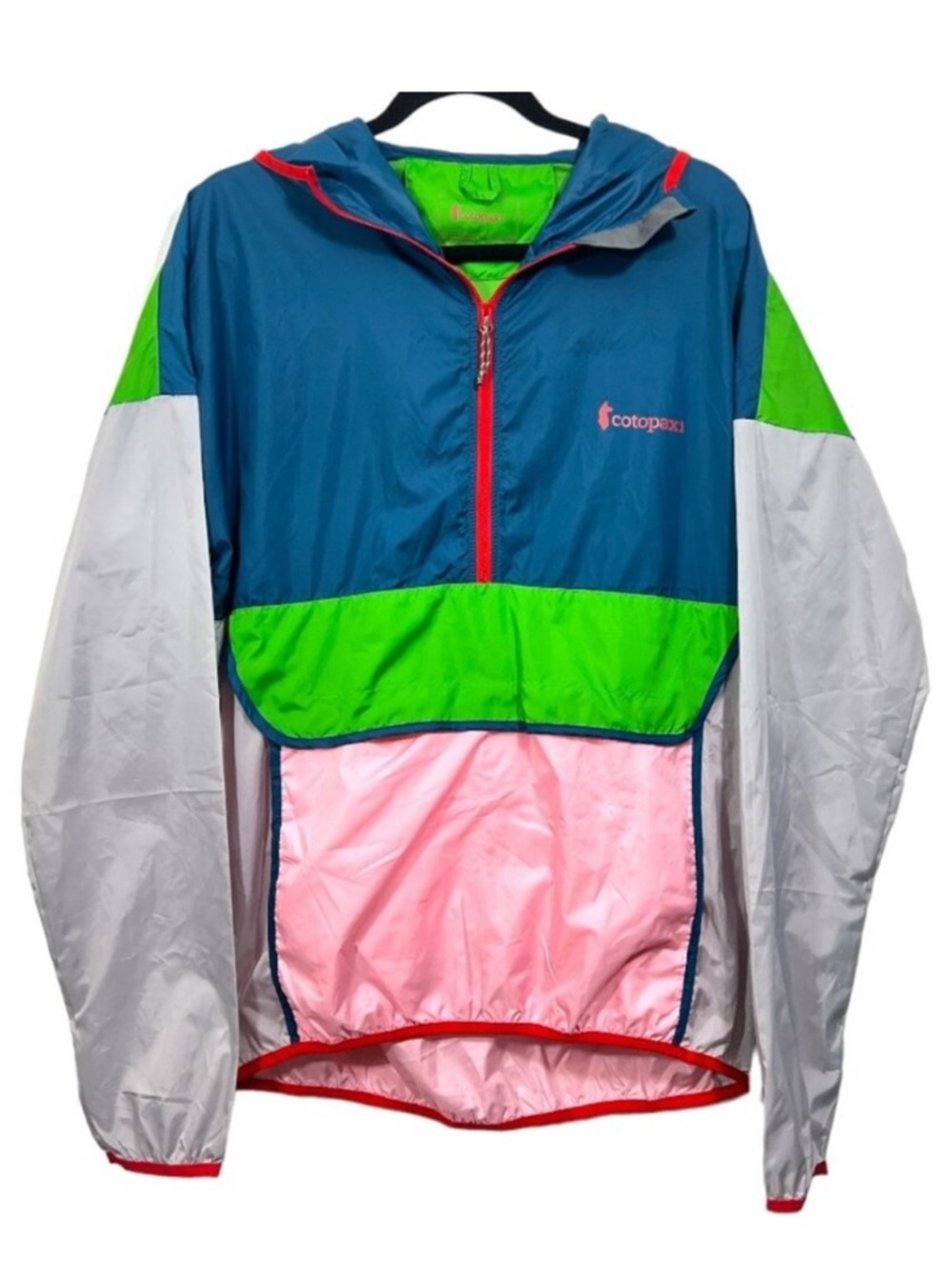 Cotopaxi Teca Windbreaker Pullover Pocket Jacket Blue/Pink/Green WL / MM